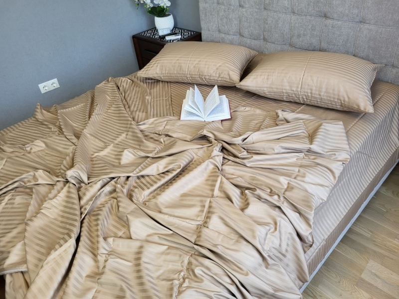 Комплект постельного белья Stripe LUX BEIGE TONE 1/1см - изображение 4