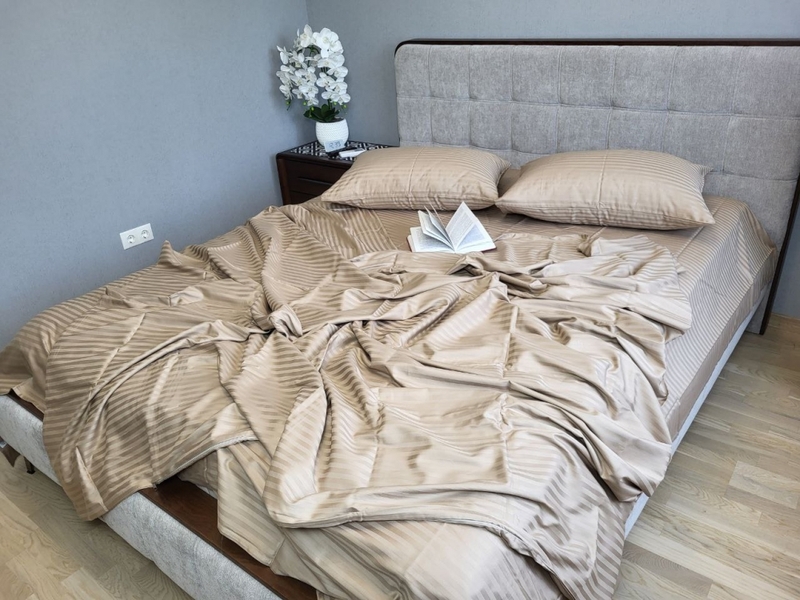 Комплект постельного белья Stripe LUX BEIGE TONE 1/1см - изображение 7