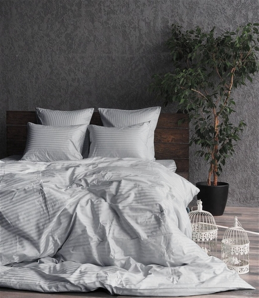 Комплект постільної білизни Stripe LUX GRAY PEARL 1/1см - зображення 1