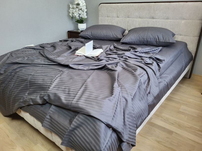 Комплект постільної білизни Stripe LUX GRAY SHADOW 1/1см - зображення 1