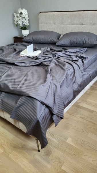 Комплект постільної білизни Stripe LUX GRAY SHADOW 1/1см - зображення 4