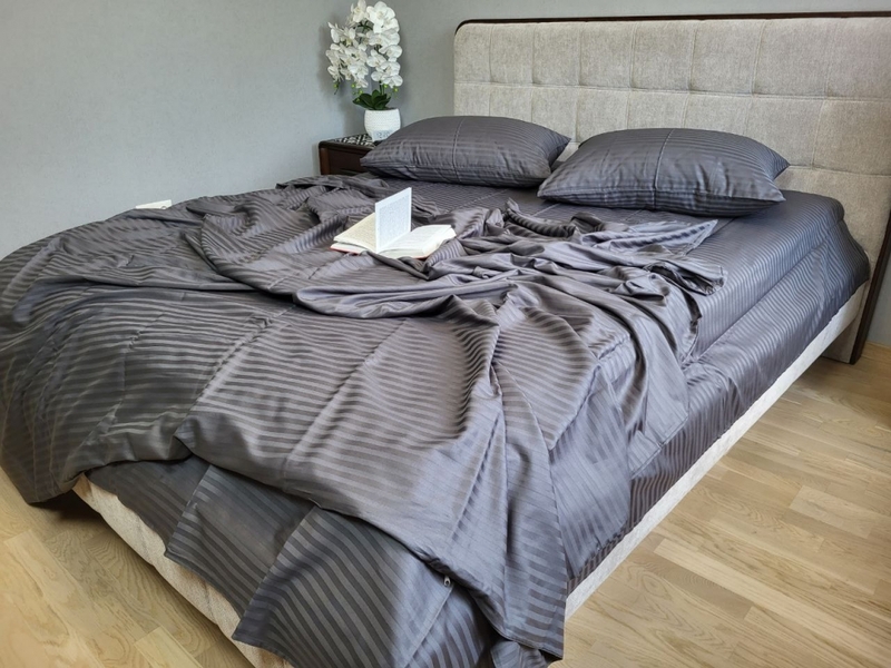 Комплект постільної білизни Stripe LUX GRAY SHADOW 1/1см - зображення 6