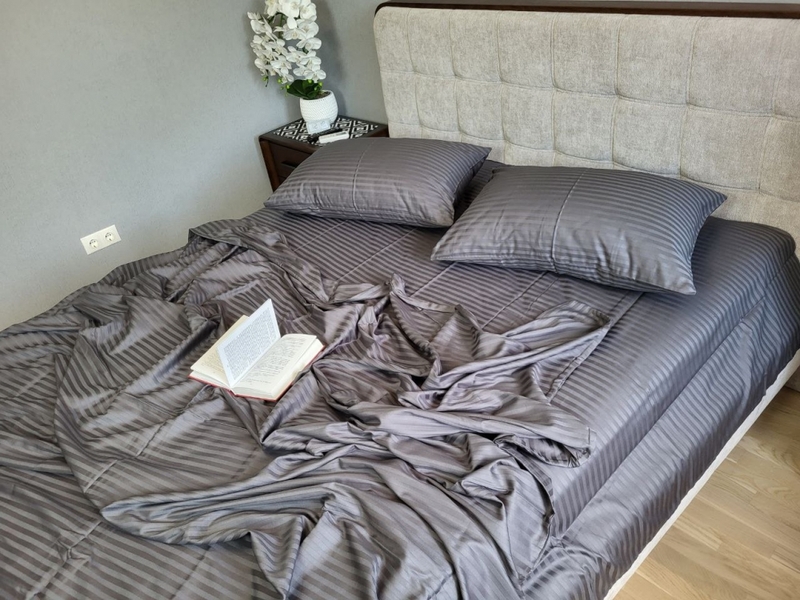 Комплект постільної білизни Stripe LUX GRAY SHADOW 1/1см - зображення 7