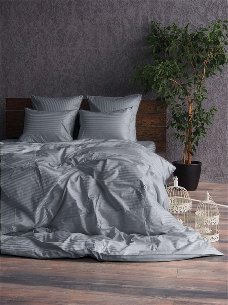 Комплект постільної білизни Stripe LUX GREY 1/1см - зображення 1