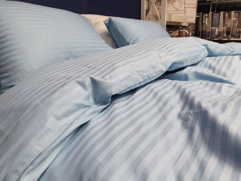 Комплект постельного белья Stripe LUX LIGHT BLUE 1/1см - изображение 2