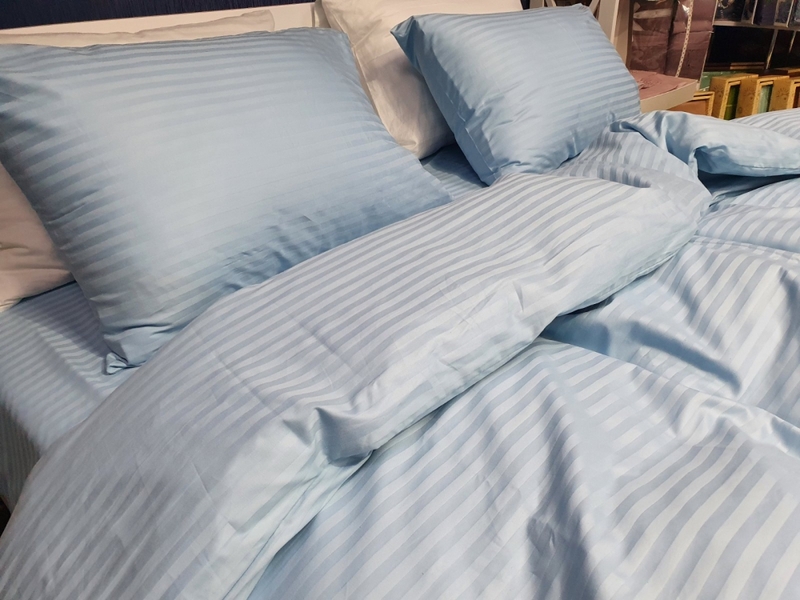 Комплект постельного белья Stripe LUX LIGHT BLUE 1/1см - изображение 4