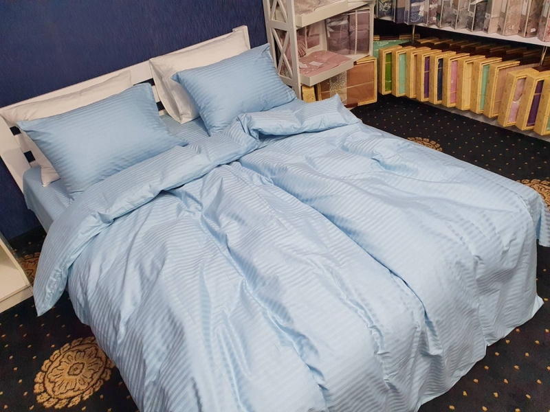 Комплект постельного белья Stripe LUX LIGHT BLUE 1/1см - изображение 5