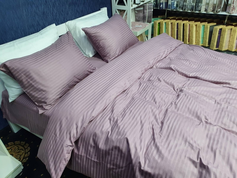 Комплект постільної білизни Stripe LUX LIGHT PLUM 1/1см - зображення 2