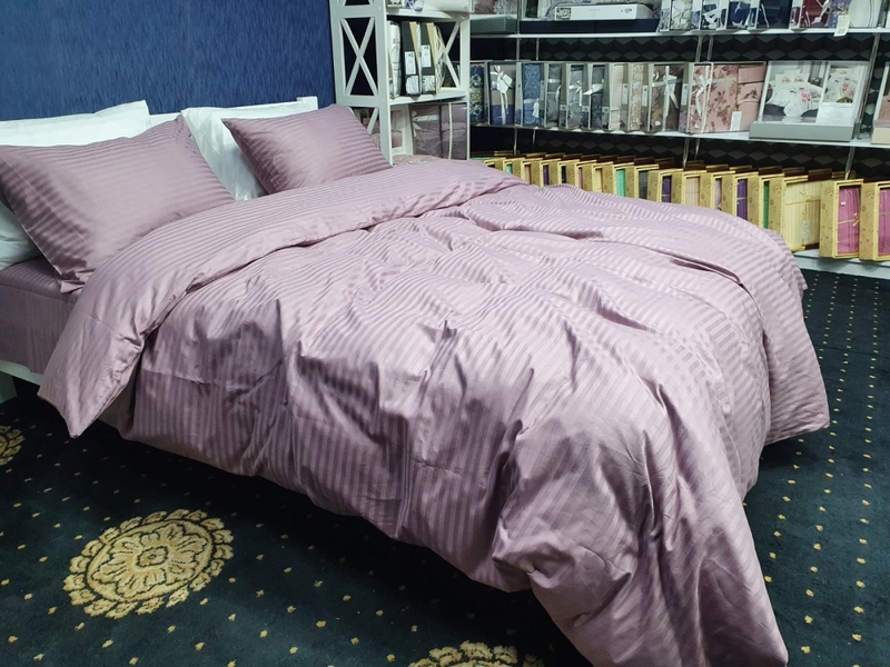 Комплект постільної білизни Stripe LUX LIGHT PLUM 1/1см - зображення 4