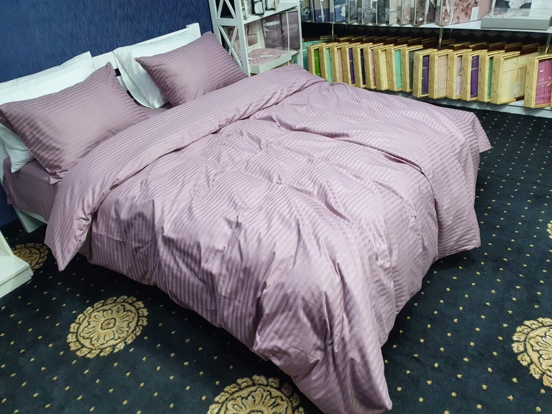 Комплект постільної білизни Stripe LUX LIGHT PLUM 1/1см - зображення 5