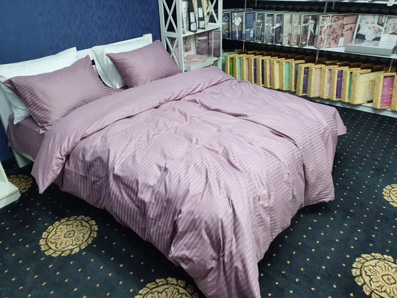 Комплект постільної білизни Stripe LUX LIGHT PLUM 1/1см - зображення 7