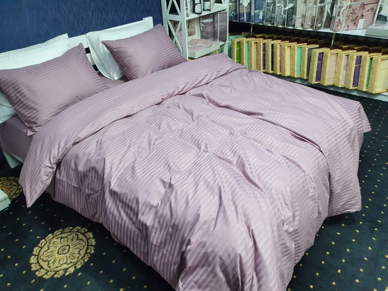 Комплект постільної білизни Stripe LUX LIGHT PLUM 1/1см - зображення 8