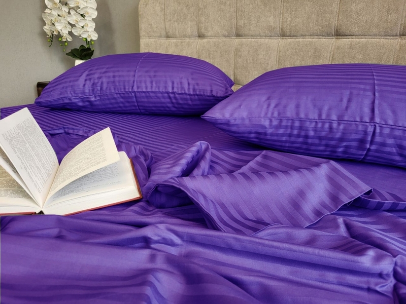 Комплект постільної білизни Stripe LUX ULTRA VIOLET 1/1см - изображение 1