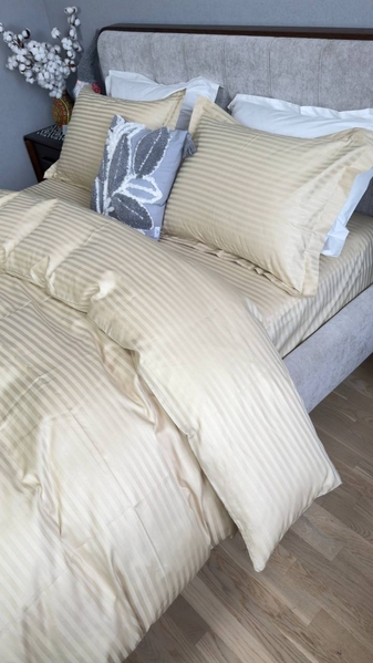 Комплект постельного белья Stripe PREMIUM, BEIGE 11см, ТМ Комфорт-текстиль - изображение 10