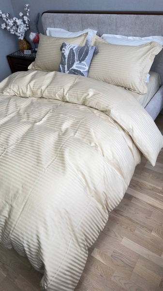 Комплект постельного белья Stripe PREMIUM, BEIGE 11см, ТМ Комфорт-текстиль - изображение 4