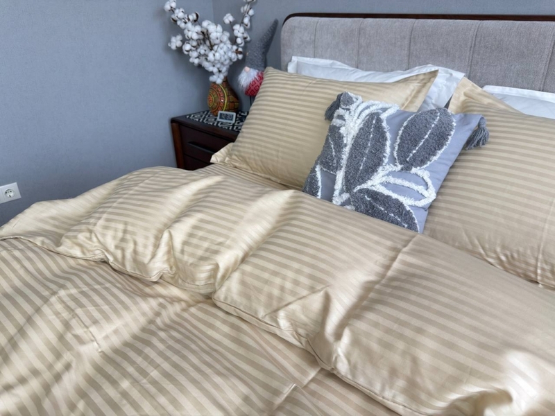Комплект постельного белья Stripe PREMIUM, BEIGE 11см, ТМ Комфорт-текстиль - изображение 5