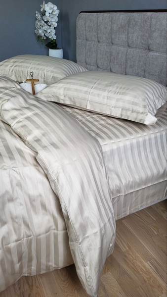 Комплект постільної білизни Stripe PREMIUM, BEIGE 2/2см - зображення 11