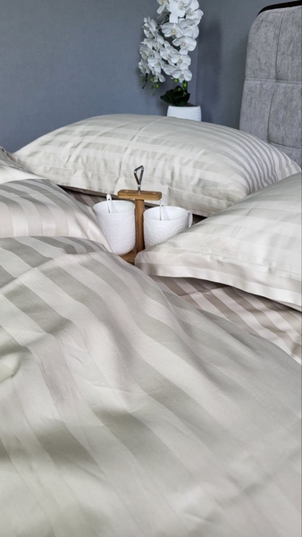 Комплект постільної білизни Stripe PREMIUM, BEIGE 2/2см - зображення 3