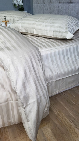 Комплект постільної білизни Stripe PREMIUM, BEIGE 2/2см - зображення 4