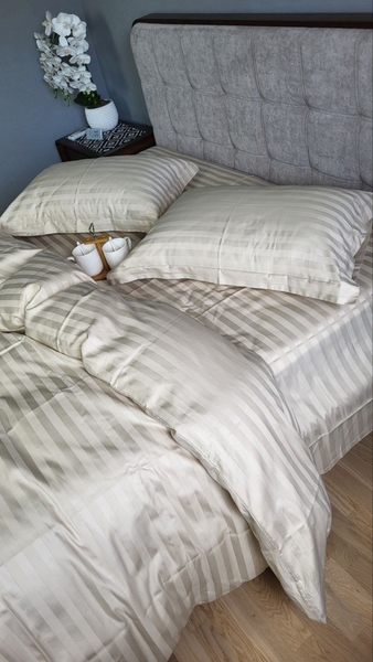 Комплект постільної білизни Stripe PREMIUM, BEIGE 2/2см - зображення 7