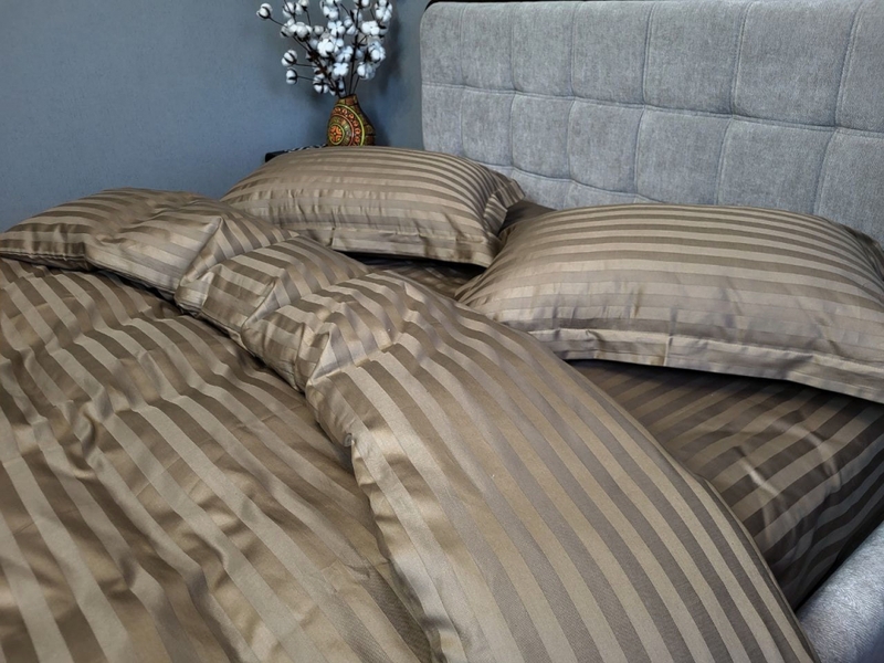 Комплект постельного белья Stripe PREMIUM, HONEY BEIGE 2/2см - изображение 1