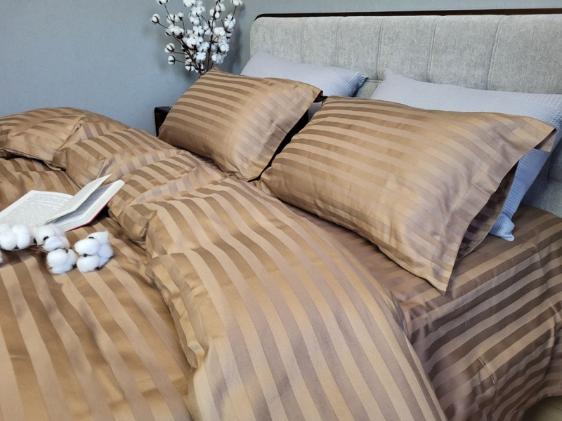 Комплект постельного белья Stripe PREMIUM, HONEY BEIGE 2/2см - изображение 4