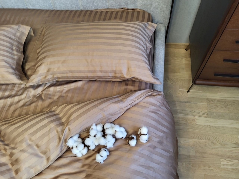 Комплект постельного белья Stripe PREMIUM, HONEY BEIGE 2/2см - изображение 6