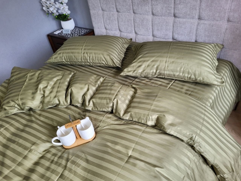 Комплект постільної білизни Stripe PREMIUM, KHAKI 2/2см - зображення 10