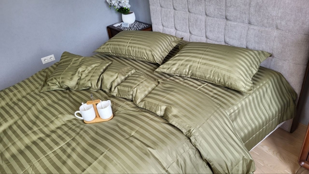 Комплект постільної білизни Stripe PREMIUM, KHAKI 2/2см - зображення 12