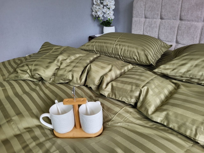 Комплект постільної білизни Stripe PREMIUM, KHAKI 2/2см - зображення 14