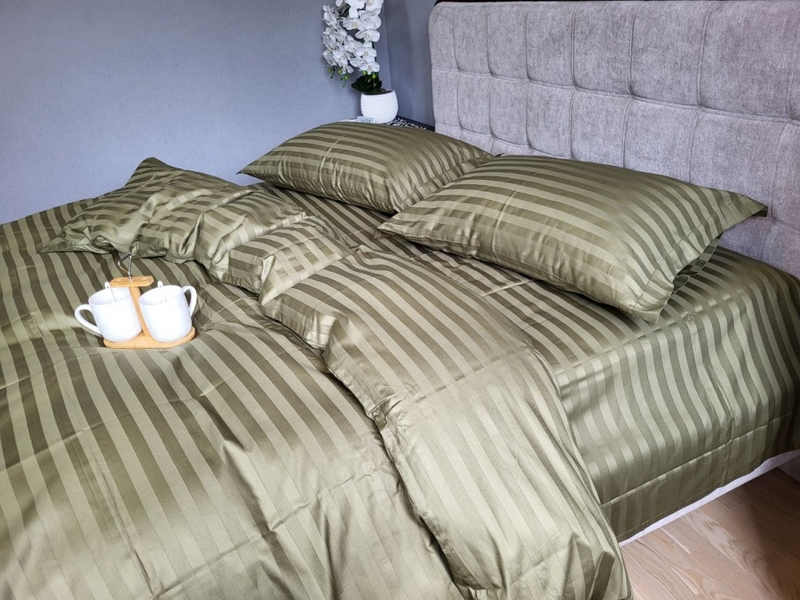 Комплект постільної білизни Stripe PREMIUM, KHAKI 2/2см - зображення 2