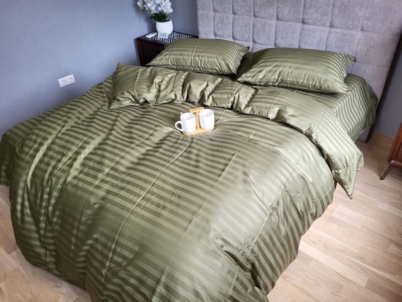 Комплект постільної білизни Stripe PREMIUM, KHAKI 2/2см - зображення 3
