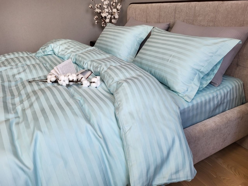 Комплект постільної білизни Stripe PREMIUM, LAGOON 22см - зображення 1