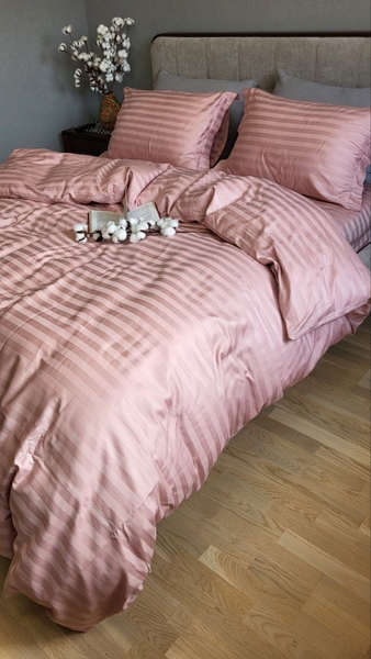 Комплект постільної білизни Stripe PREMIUM, POWDER PINK 2/2см - зображення 10