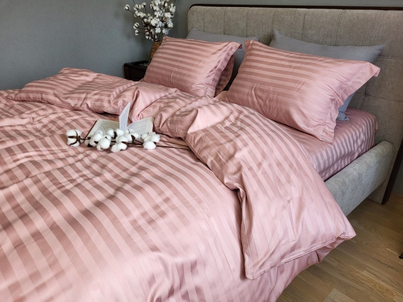 Комплект постільної білизни Stripe PREMIUM, POWDER PINK 2/2см - зображення 12