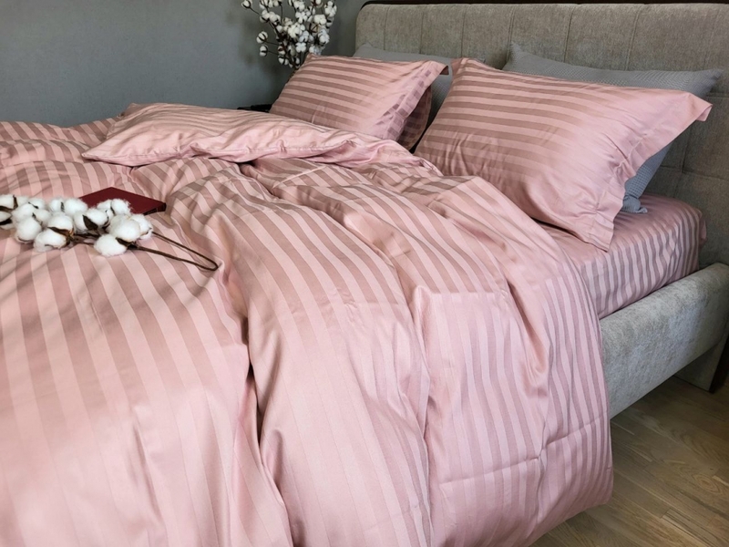 Комплект постільної білизни Stripe PREMIUM, POWDER PINK 2/2см - зображення 13