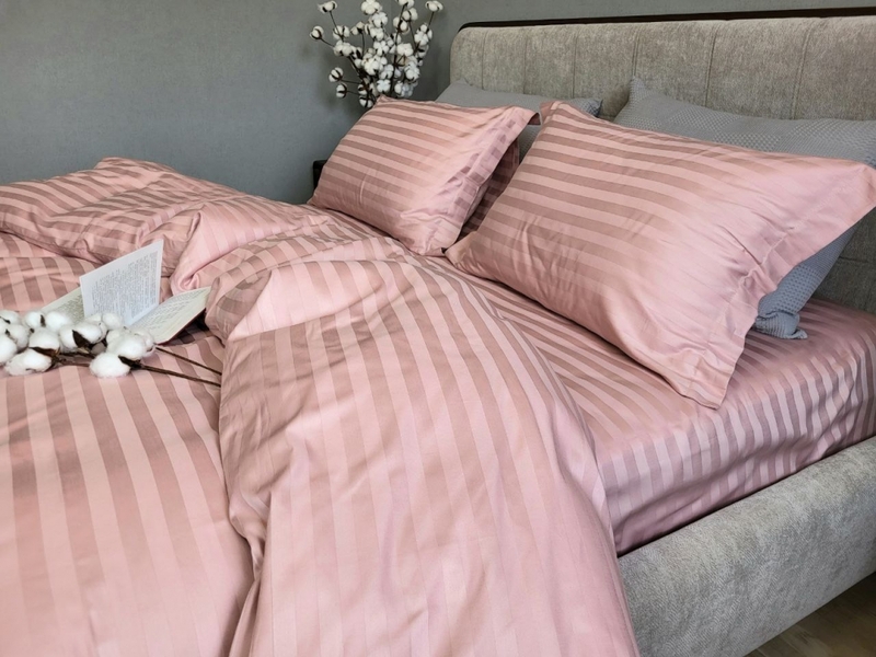 Комплект постільної білизни Stripe PREMIUM, POWDER PINK 2/2см - зображення 14