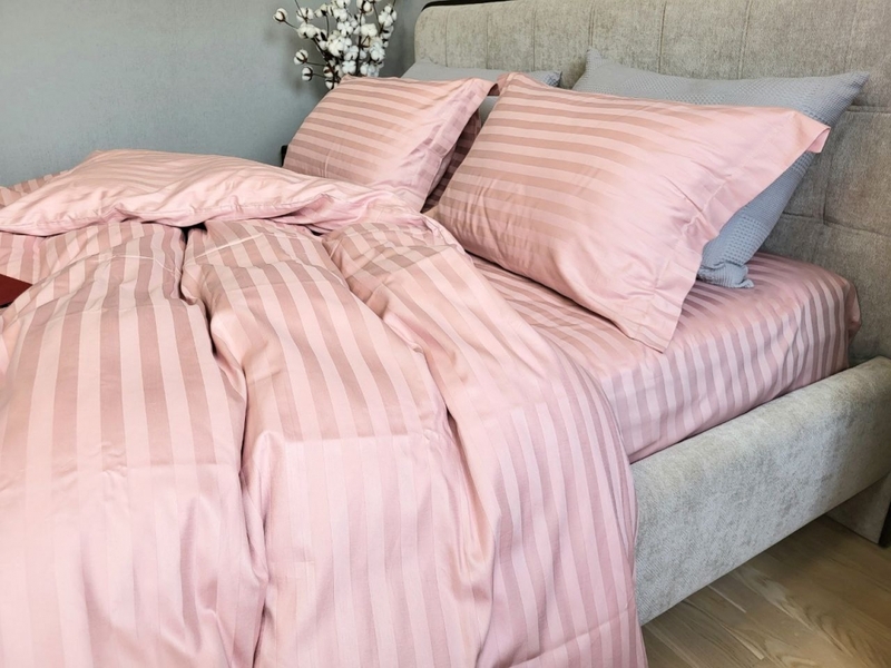 Комплект постільної білизни Stripe PREMIUM, POWDER PINK 2/2см - зображення 15
