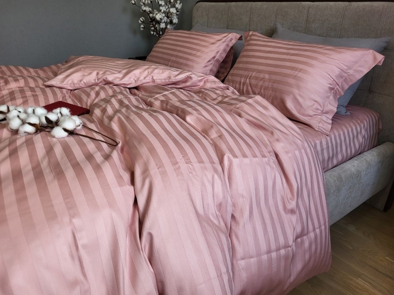 Комплект постільної білизни Stripe PREMIUM, POWDER PINK 2/2см - зображення 3