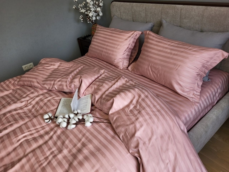 Комплект постільної білизни Stripe PREMIUM, POWDER PINK 2/2см - зображення 4