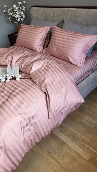 Комплект постільної білизни Stripe PREMIUM, POWDER PINK 2/2см - зображення 6