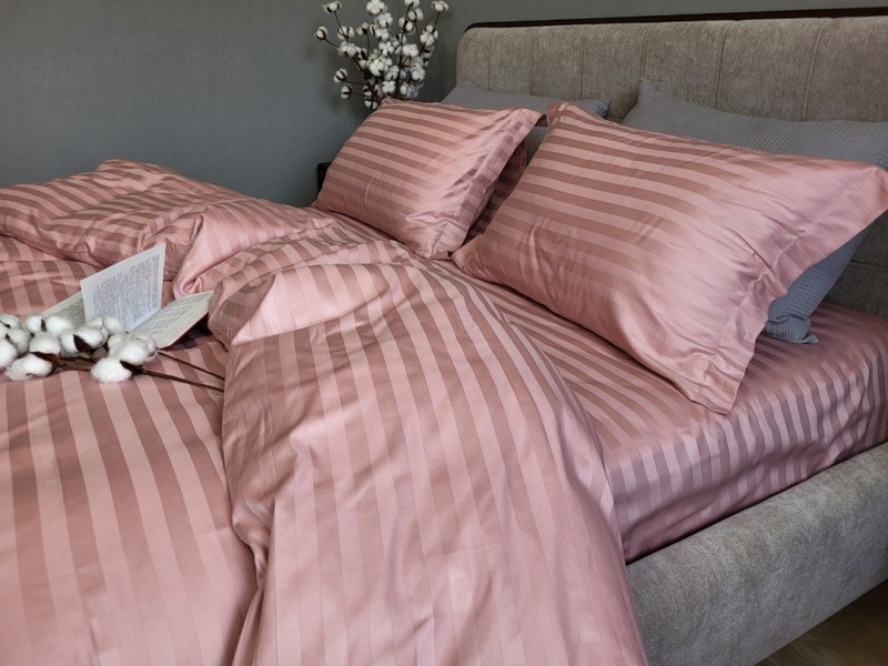 Комплект постільної білизни Stripe PREMIUM, POWDER PINK 2/2см - зображення 7