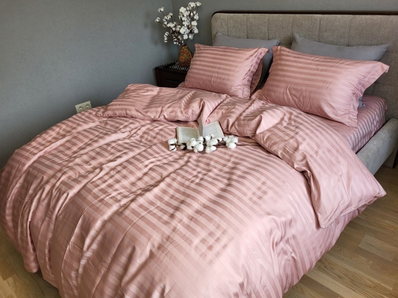 Комплект постільної білизни Stripe PREMIUM, POWDER PINK 2/2см - зображення 9