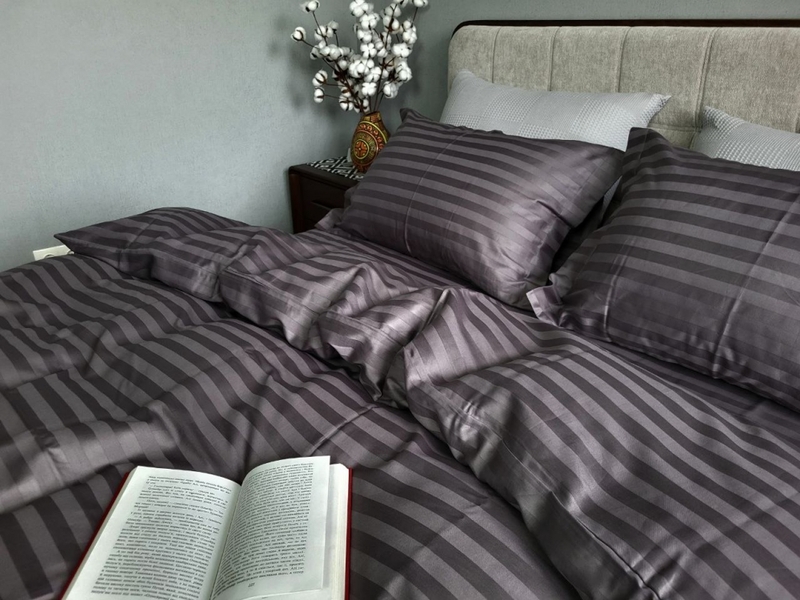 Комплект постельного белья Stripe PREMIUM, ROYAL GRAY 2/2см - изображение 1