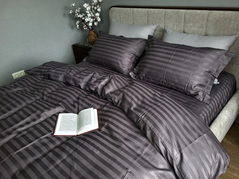 Комплект постельного белья Stripe PREMIUM, ROYAL GRAY 2/2см - изображение 2