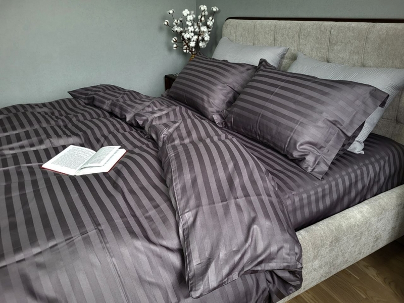Комплект постельного белья Stripe PREMIUM, ROYAL GRAY 2/2см - изображение 6