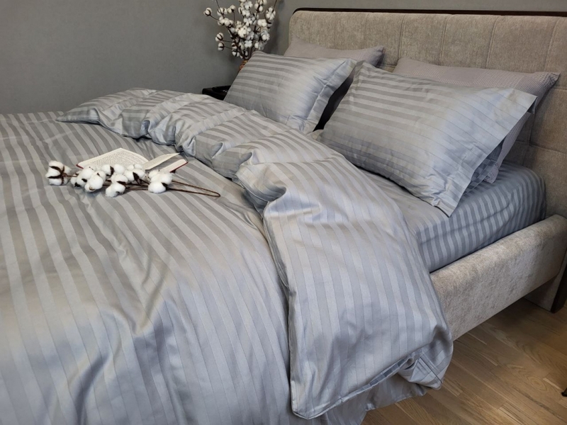 Комплект постельного белья Stripe PREMIUM, SILVER STONE 2/2см - изображение 1