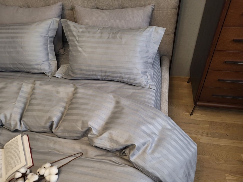 Комплект постельного белья Stripe PREMIUM, SILVER STONE 2/2см - изображение 2
