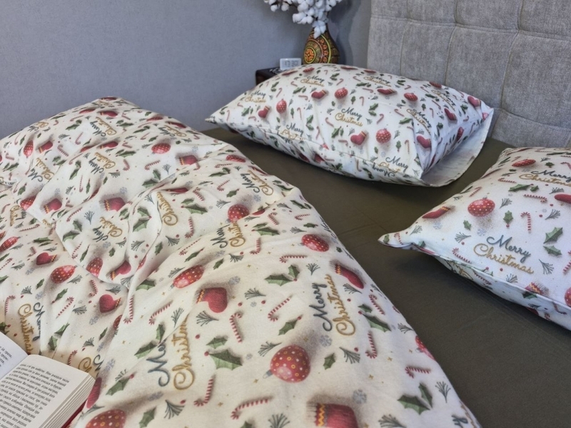 Комплект постільної білизни Святковий Настрійхакі Turkish Flannel 5D Merry Christmas - зображення 12
