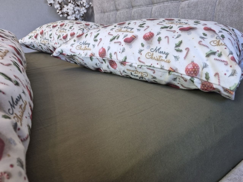 Комплект постільної білизни Святковий Настрійхакі Turkish Flannel 5D Merry Christmas - зображення 3